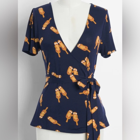 ModCloth Surplice Is Right Faux-Wrap Top - NWT - Size S - Picture 1 of 12